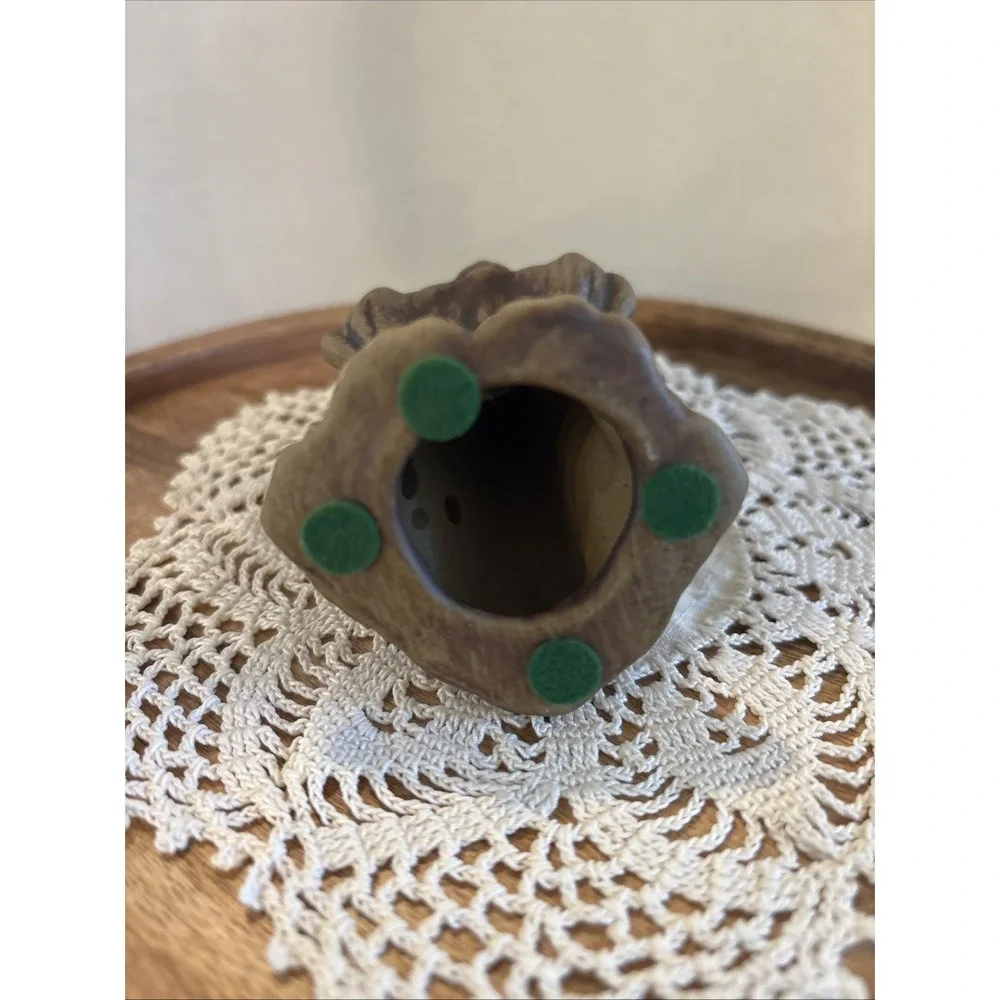 vintage California stoneware terrier dog.Suzi Handmade Brown Dip Glaze Green Eye